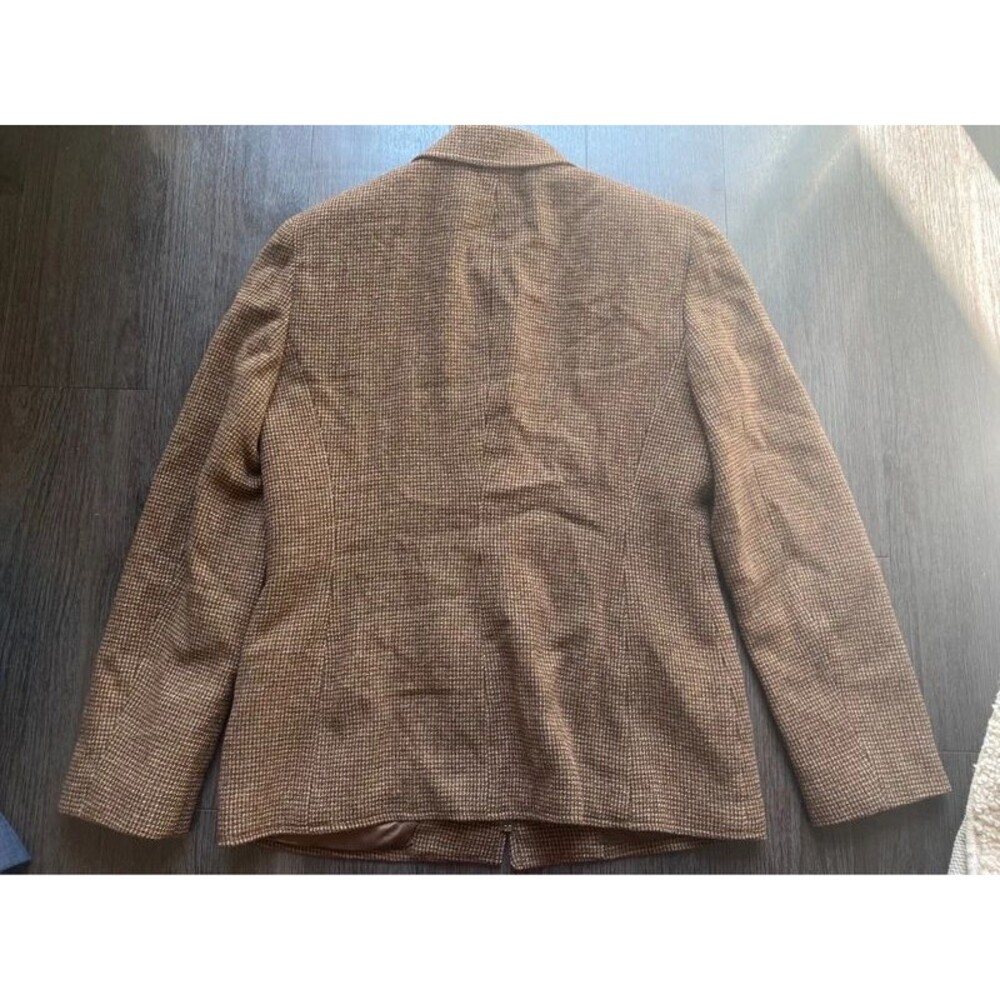 Lauren Ralph Lauren Herringbone Houndstooth Full Zip Jacket Small 6 Brown Fall - Picture 8 of 8